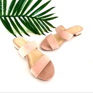 LULU’S Baby Pink Suede Double Strap Slides Size 9